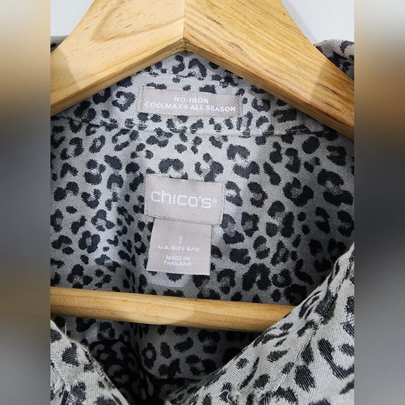 Chicos Non-Iron Cool max all season Cheetah/Leopard print Button Up -Sz. 1 (Med) - Picture 8 of 9